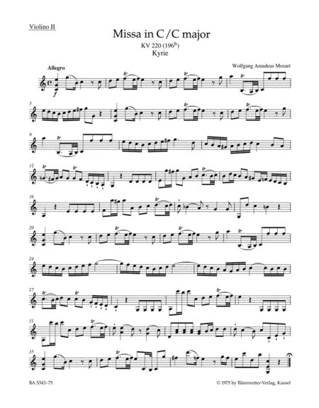Missa C Major, KV 220 (196b) 'Sparrow Mass'